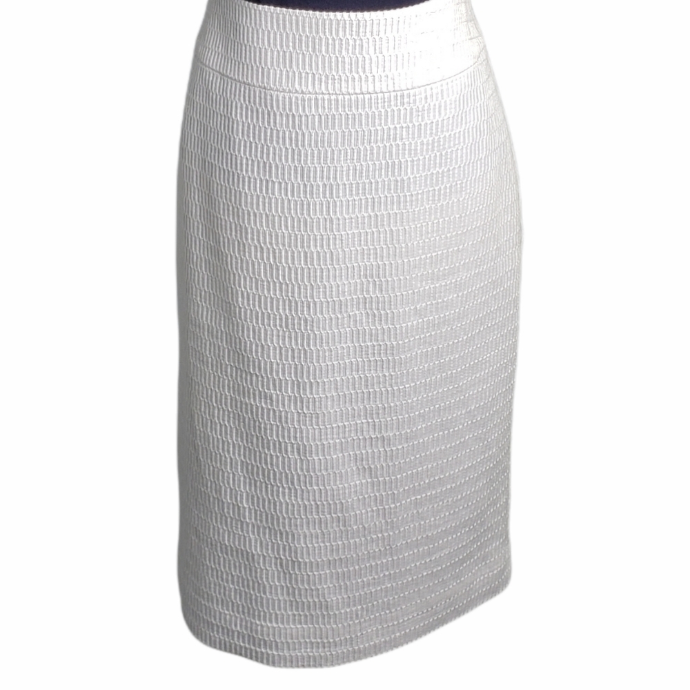 Lands' End Pencil Skirt 8 Waffle Honeycomb Texture Coastal Preppy Spring Summer